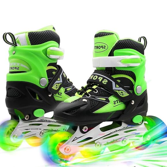 Kids Adjustable Inline Rollerblades, Light Up Wheels, Beginner, size 3-6 youth - Picture 7 of 8